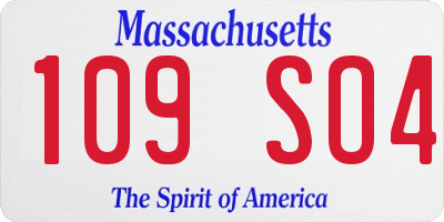 MA license plate 109SO4