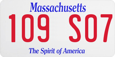 MA license plate 109SO7