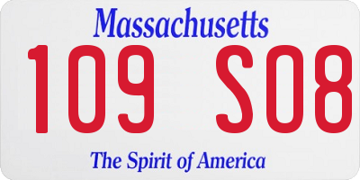 MA license plate 109SO8