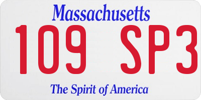 MA license plate 109SP3