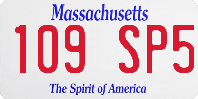 MA license plate 109SP5