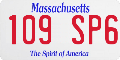 MA license plate 109SP6