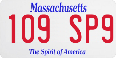 MA license plate 109SP9
