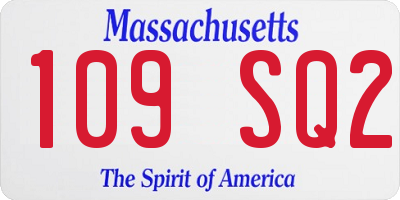 MA license plate 109SQ2