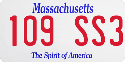 MA license plate 109SS3