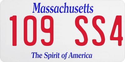 MA license plate 109SS4