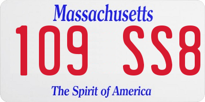 MA license plate 109SS8