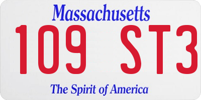 MA license plate 109ST3