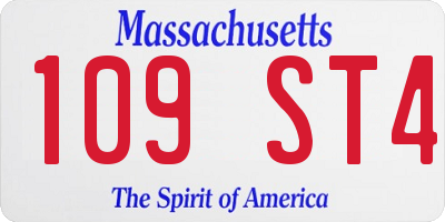 MA license plate 109ST4