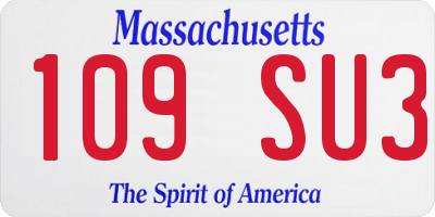 MA license plate 109SU3