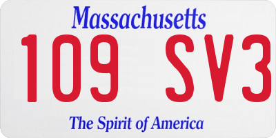 MA license plate 109SV3