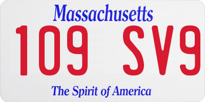 MA license plate 109SV9