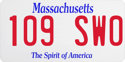 MA license plate 109SW0