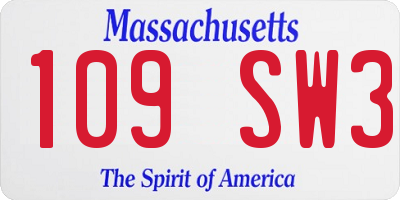 MA license plate 109SW3