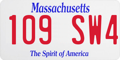 MA license plate 109SW4