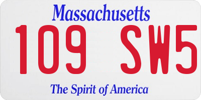 MA license plate 109SW5