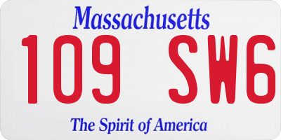 MA license plate 109SW6