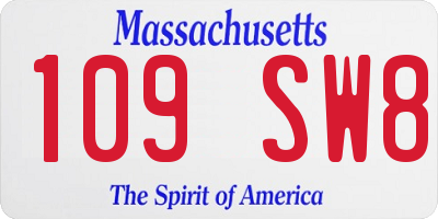 MA license plate 109SW8