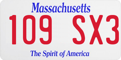 MA license plate 109SX3