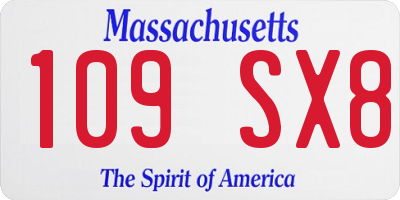 MA license plate 109SX8