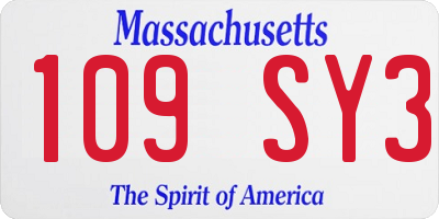 MA license plate 109SY3