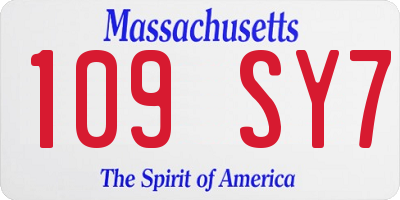 MA license plate 109SY7