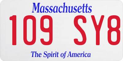 MA license plate 109SY8