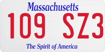 MA license plate 109SZ3