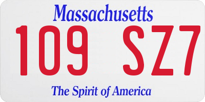 MA license plate 109SZ7