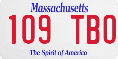 MA license plate 109TB0