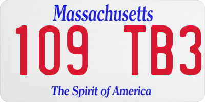 MA license plate 109TB3