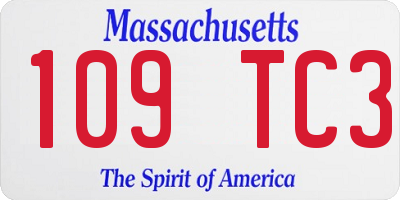 MA license plate 109TC3