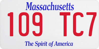 MA license plate 109TC7