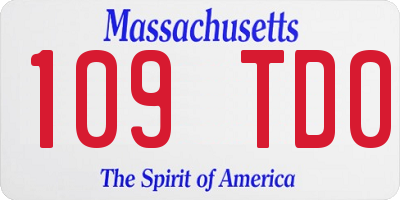 MA license plate 109TD0