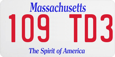 MA license plate 109TD3