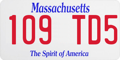 MA license plate 109TD5