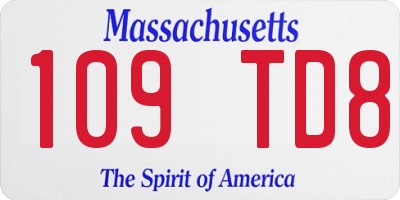 MA license plate 109TD8