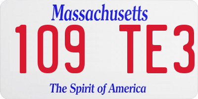 MA license plate 109TE3