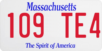 MA license plate 109TE4