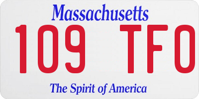 MA license plate 109TF0