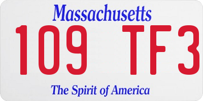 MA license plate 109TF3
