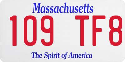 MA license plate 109TF8