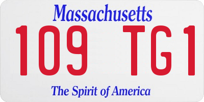 MA license plate 109TG1