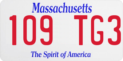MA license plate 109TG3