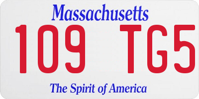 MA license plate 109TG5