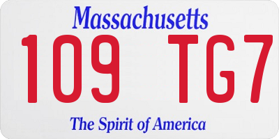 MA license plate 109TG7