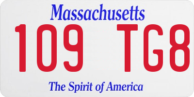MA license plate 109TG8