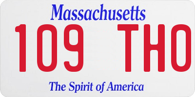 MA license plate 109TH0