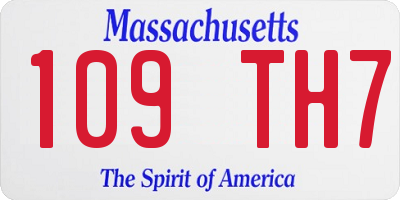 MA license plate 109TH7