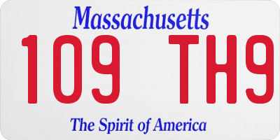 MA license plate 109TH9
